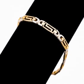 TWO TONE 14K GREEK KEY BRACELET