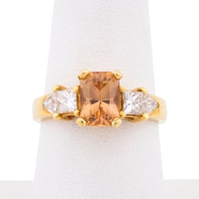 TOPAZ & DIAMOND 18K YELLOW GOLD RING