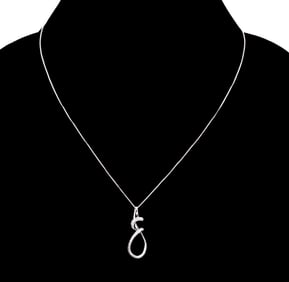 DIAMOND & 14K WG SWIRL PENDANT NECKLACE