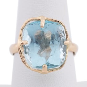 BLUE TOPAZ & YELLOW GOLD 14K RING