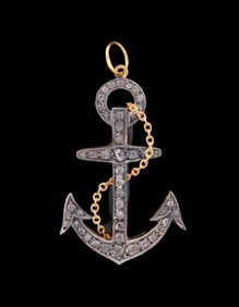 0.80CTW ROSE CUT DIAMOND ANCHOR PENDANT
