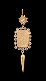 ETRUSCAN STYLE DIAMOND 9K YELLOW GOLD PENDANT