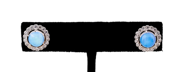 1.30CTW OPAL & DIAMOND 18K WHITE GOLD EARRINGS