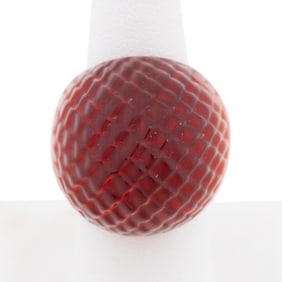 LALIQUE RED CRYSTAL "SERPENT" RING