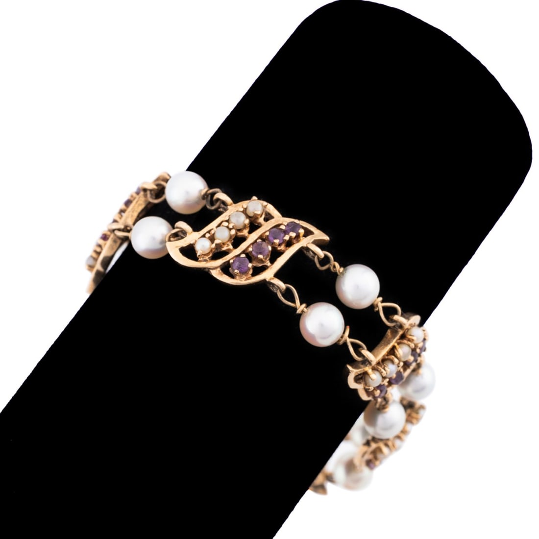 AMETHYST, CULTURED & SEED PEARL 14K BRACELET (1 of 6)