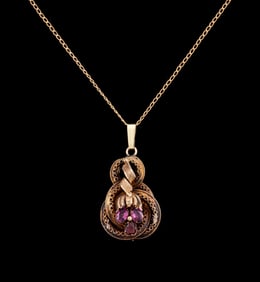 PURPLE TOURMALINE & 14K YG PENDANT NECKLACE