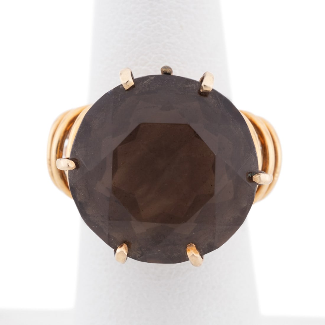 SMOKY QUARTZ & 18K YELLOW GOLD RING (1 of 7)