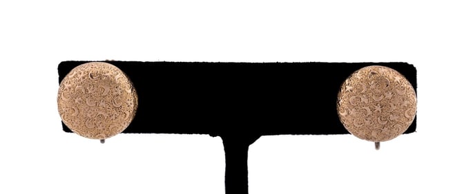 10K YG MOON & STAR BUTTON EARRINGS