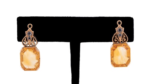 CITRINE 14K YELLOW GOLD EARRING PENDANTS