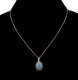 MOSAIC OPAL & 14K YELLOW GOLD NECKLACE