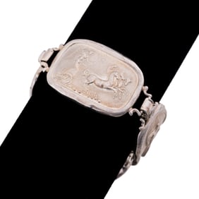 GRECO-ROMAN FIGURAL SCENE STERLING LINK BRACELET