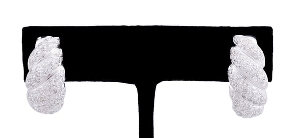 DIAMOND PAVE 14K WHITE GOLD EARRINGS