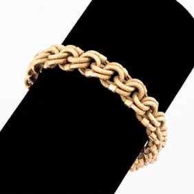 VINTAGE DOUBLE LINK 18K YELLOW GOLD BRACELET