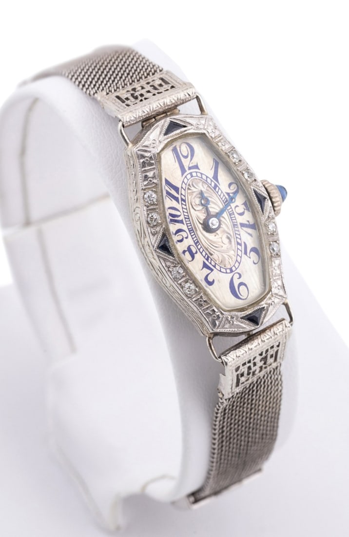 SAPPHIRE, DIAMOND, PLATINUM & 18K WG WATCH (1 of 8)