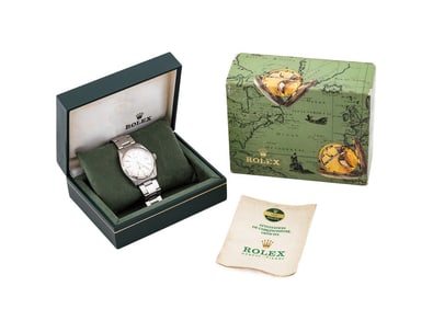 ROLEX 1601 STAINLESS STEEL LINEN DIAL WATCH