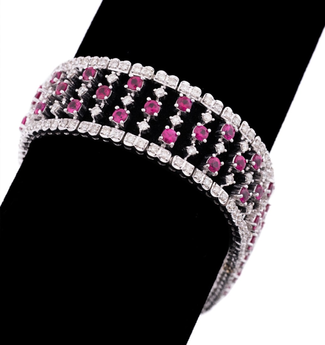 RUBY, DIAMOND & 18K WHITE GOLD BRACELET (1 of 5)