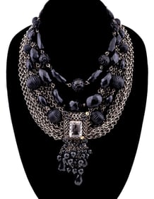 STEPHEN DWECK SMOKY QUARTZ 3-STRAND NECKLACE