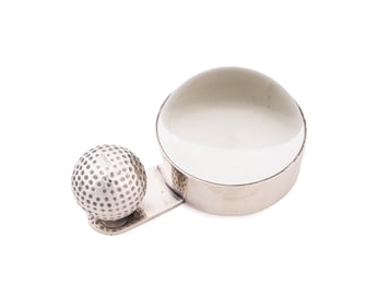 HERMES GOLF MOTIF SILVERPLATE DESK MAGNIFIER