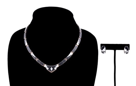 SUPERSMITH NAVAJO STERLING NECKLACE & EARRINGS