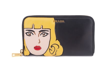 PRADA LEATHER POP GIRL FACE ZIP AROUND WALLET