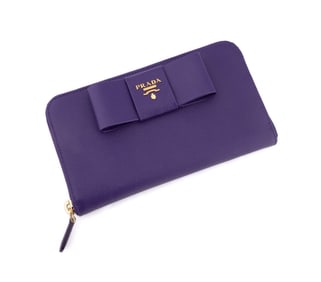 PRADA PURPLE SAFFIANO 'FIOCCO' CONTINENTAL WALLET