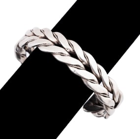 MEXICAN BRAIDED STERLING SILVER CUFF BRACELET