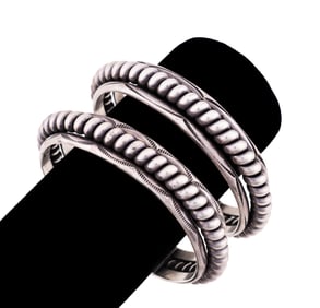 4 VINTAGE STERLING SILVER CUFFS, INCLUDING 'TAHE'