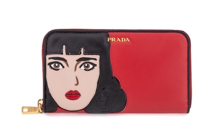 PRADA LEATHER POP GIRL FACE ZIP AROUND WALLET