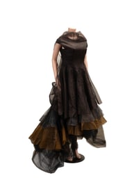 IVAN GRUNDAHL MULTICOLOR TIERED SILK & TULLE GOWN