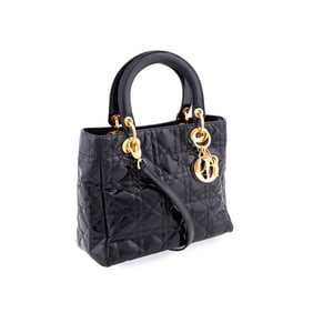 CHRISTIAN DIOR 'LADY DIOR' CANNAGE LEATHER BAG