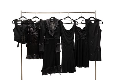 SIX MOSCHINO BLACK EVENING CLOTHING ITEMS WOMEN'S