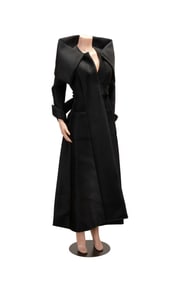 MASHIAH BLACK NEOPRENE SCULPTURAL COAT