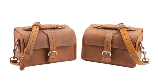 SADDLEBACK LEATHER, PAIR OF TOILETRY BAGS