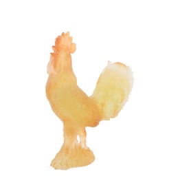 DAUM AMBER PATE DE VERRE ROOSTER FIGURE