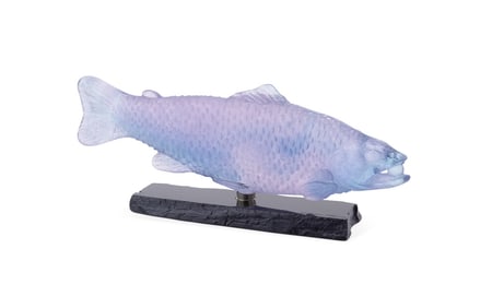 DAUM PURPLE PATE DE VERRE GLASS FISH ON BASE