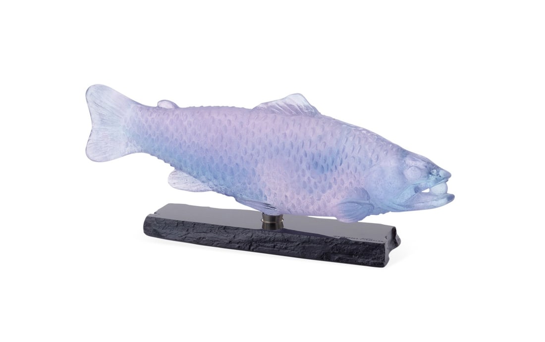 DAUM PURPLE PATE DE VERRE GLASS FISH ON BASE (1 of 6)