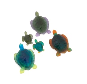DAUM, COLLECTION OF FIVE PATE DE VERRE SEA TURTLES