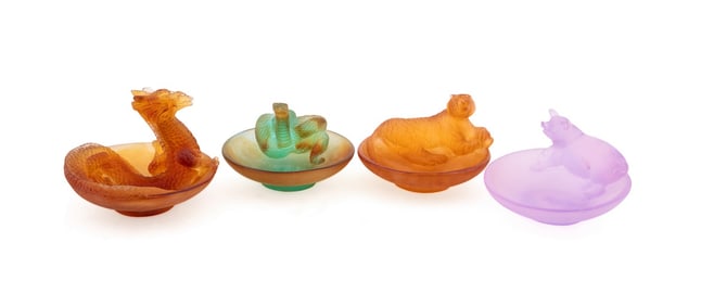 DAUM, FOUR CHINESE HOROSCOPE COLLECTION BOWLS