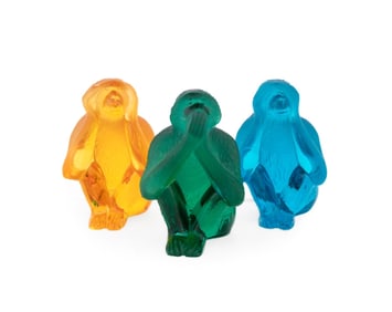 DAUM, 'THREE WISE MONKEYS', COLORED CRYSTAL FIGURE