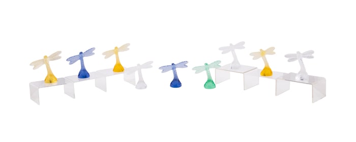 LALIQUE, NINE "DRAGONFLY' MULTICOLORED FIGURES