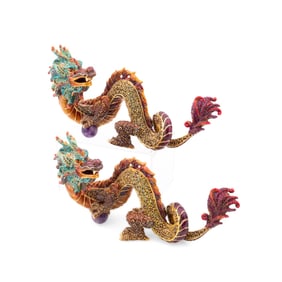 JAY STRONGWATER, PAIR OF 'SHEN LUNG' DRAGONS