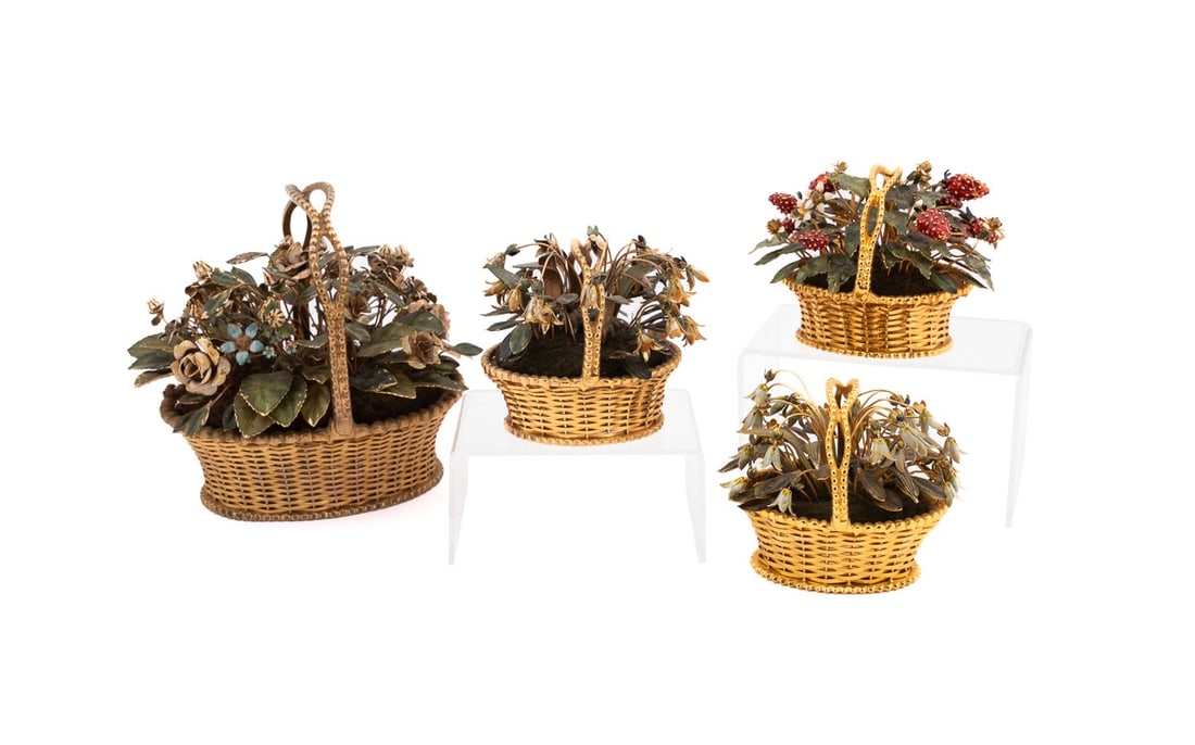 JANE HUTCHESON, FOUR ENAMEL FLORAL ARRANGEMENTS (1 of 7)