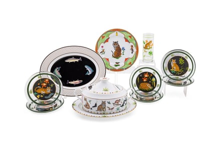 LYNN CHASE, 11 PIECES OF ANIMAL MOTIF TABLEWARE