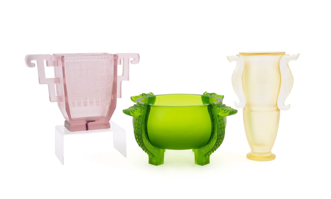 LIULI GONGFANG, 3 ARCHAIC PATE DE VERRE VESSELS (1 of 14)