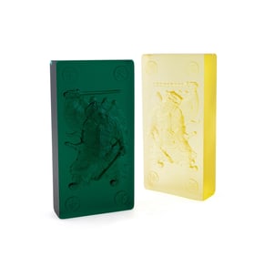 TITTOT, TWO FIGURAL PATE DE VERRE PANELS