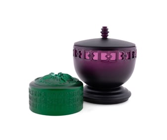 TAIWANESE, TWO PATE DE VERRE GLASS TABLE ARTICLES