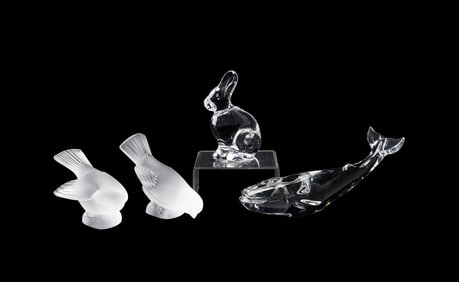 BACCARAT & LALIQUE, FOUR ANIMAL FIGURES