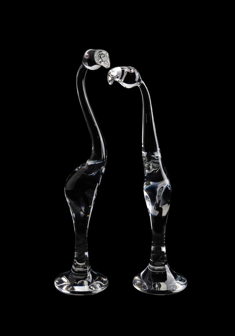 TAF LEBEL SCHAEFER FOR STEUBEN, PAIR OF FLAMINGOS (1 of 9)