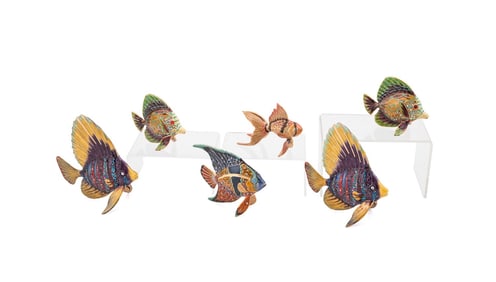 JAY STRONGWATER, ASSORTMENT OF SIX TROPICAL FISH