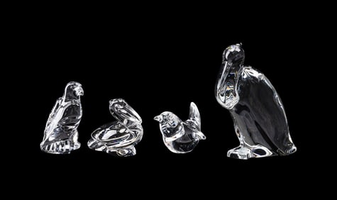 STEUBEN, ASSORTMENT OF FOUR BIRD FIGURES